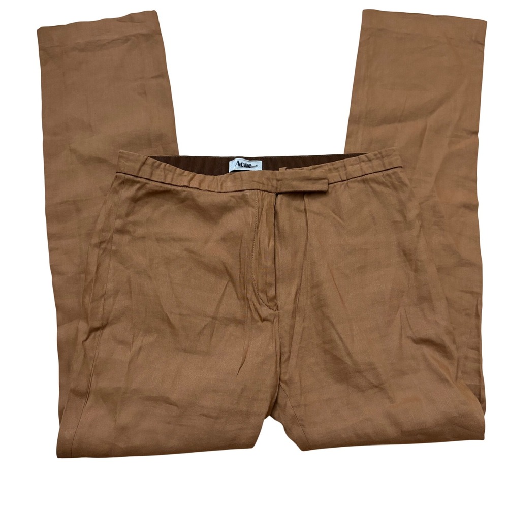ACNE STUDIO Brown Lee Linen Pants Size 38